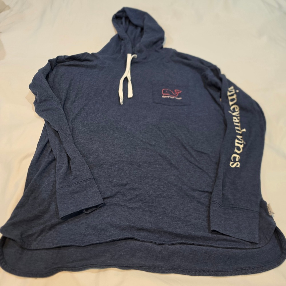 Vineyard Vines Edgartown Hoodie Men Medium Navy Blue Good Pima Cotton 2V001232